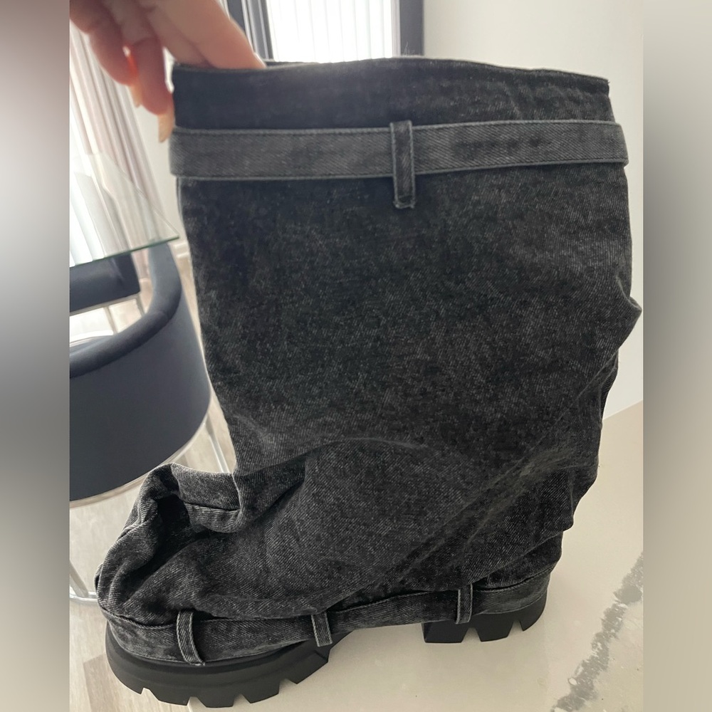 Black denim boots - Picture 2 of 4